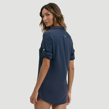 Lataa kuva gallerian katseluohjelmaan, Model Back: Uv Line Strandkleid Shirtdress Copenhagen Fem Navy Blue Upf50+
