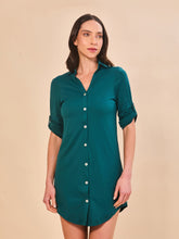 Lataa kuva gallerian katseluohjelmaan, Model Front: Uv Line Hemdblusenkleid Shirtdress Copenhagen Petroleo Upf50+