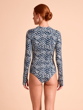 Lataa kuva gallerian katseluohjelmaan, Model Back: Uv Line Badeanzug Swimsuit Macae Tie Dye Blue Upf50+