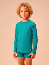 Lataa kuva gallerian katseluohjelmaan, Gallery: Uv Line Rashguard Longsleeve Uvpro Kids Green Sea Upf50+
