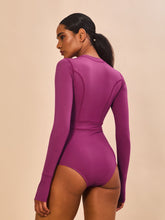 Lataa kuva gallerian katseluohjelmaan, Model Back: Uv Line Badeanzug Swimsuit Macae Magenta Upf50+
