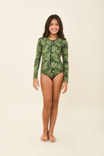 Lataa kuva gallerian katseluohjelmaan, Model Front: Uv Line Mädchen-Badeanzug Girl Macae Folhagem Verde Upf50+
