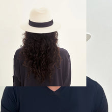 Lataa kuva gallerian katseluohjelmaan, Model Back: Uv Line Panamahut Hat Shanghai Imp Uni White Black Upf50+
