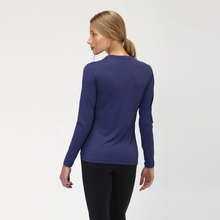 Lataa kuva gallerian katseluohjelmaan, Model Back: Uv Line Rashguard Longsleeve Uvpro Fem Navy Blue Upf50+
