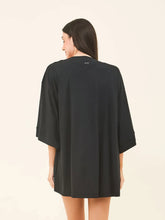 Lataa kuva gallerian katseluohjelmaan, Model Back: Uv Line Kaftans/Cover-Ups Kimono Color Black Upf50+
