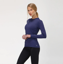 Lataa kuva gallerian katseluohjelmaan, Image 02: Uv Line Rashguard Longsleeve Uvpro Fem Navy Blue Upf50+
