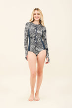 Lataa kuva gallerian katseluohjelmaan, Model Front: Uv Line Badeanzug Swimsuit Macae Dahlia Navy Blue Upf50+
