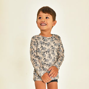 Model Front: Uv Line Rashguard Longsleeve Baby Zebra Upf50+