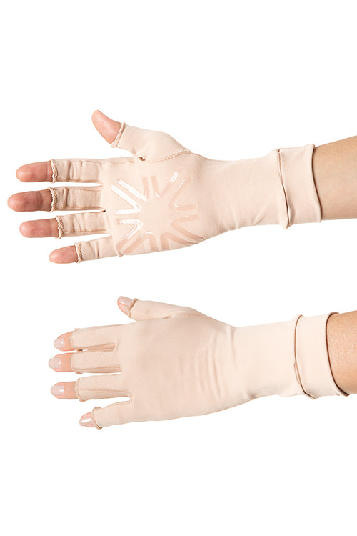 Model Front: Uv Line Handschuhe Medium Glove Beige Upf50+