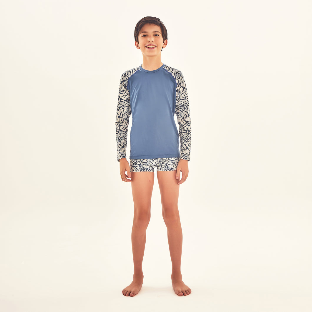Model Front: Uv Line Rashguard Rash Guard Kids Costela Aco Off White Upf50+