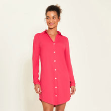 Lataa kuva gallerian katseluohjelmaan, Model Front: Uv Line Hemdblusenkleid Shirtdress Copenhagen Pink Upf50+
